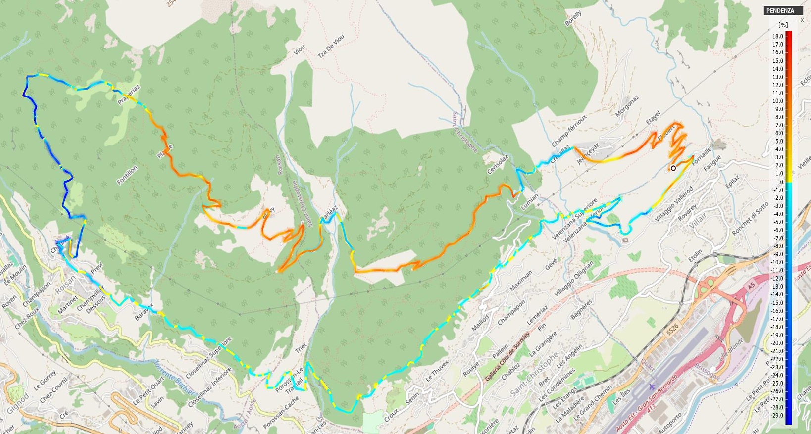 Alpe Praperriat - Ru Pompillard pendenze